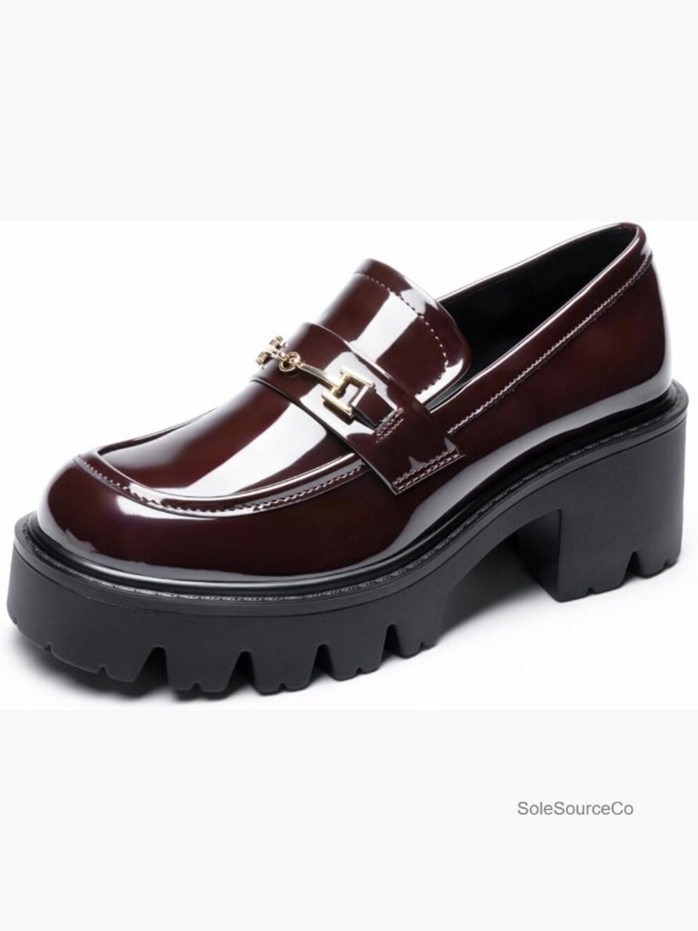 Chunky Heel Platform Loafers Slip On Lug Sole Dressy Office Business Shoes